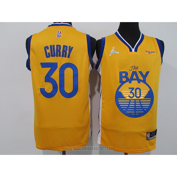 Camiseta Golden State Warriors Stephen Curry #30 Statement 2021 Oro